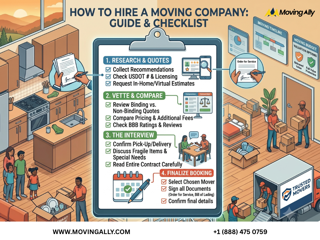 Person reviewing contract with a moving company