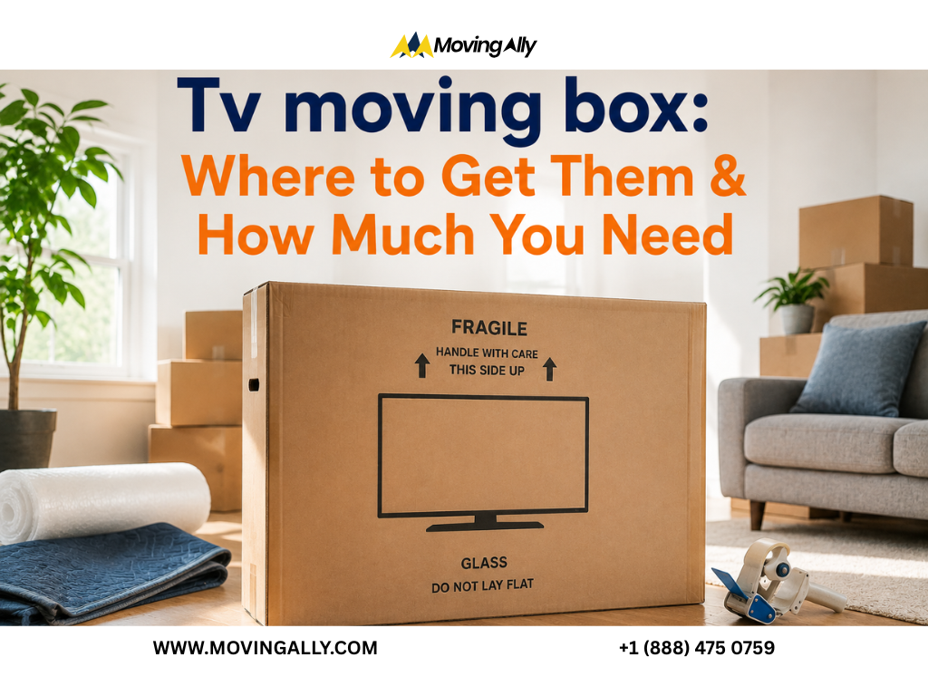 TV moving box with protective padding for safe transport